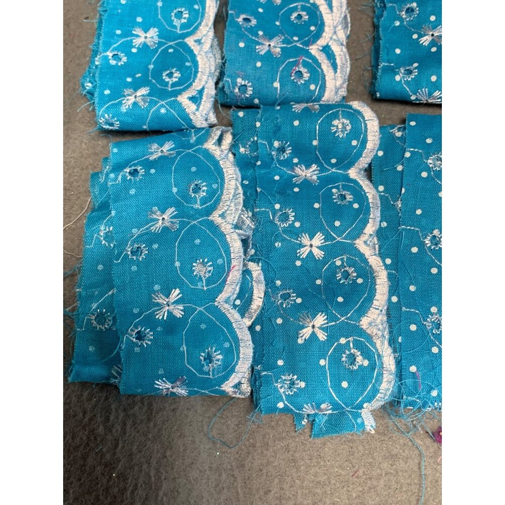 Blue & Pink Floral Eyelet Lace Trim Fabric Bundle - Picture 2 of 13